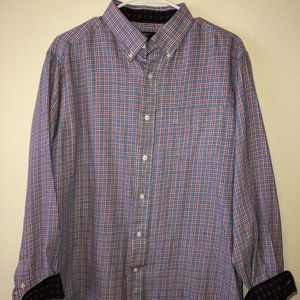 Red, white, and blue stitched dress shirt
